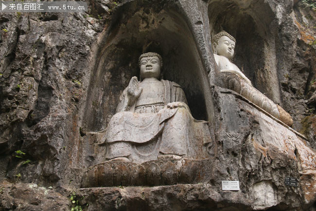 元代弥勒佛石刻雕像图片