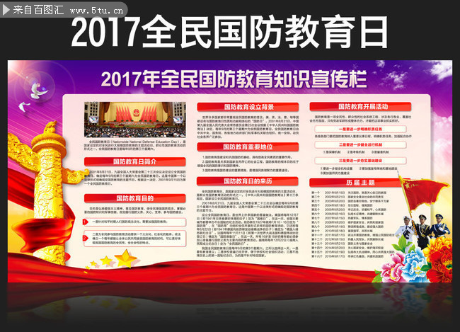 学校国防安全知识宣传展板设计