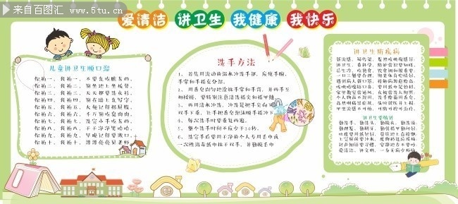 爱清洁讲卫生宣传栏图片素材