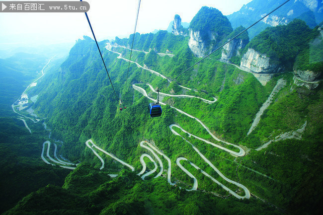 天门山索道风景图片