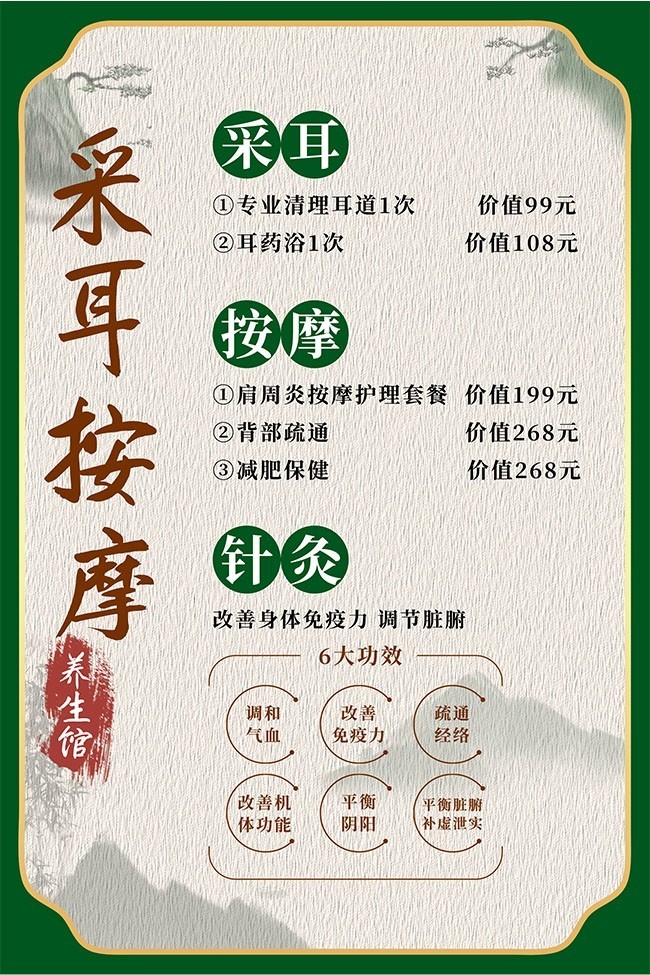 采耳按摩中医养生挂图