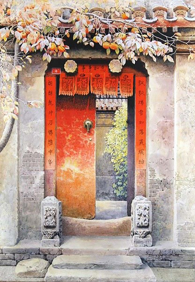 61张老北京水彩画打包下载