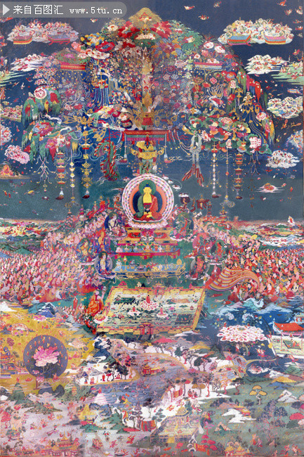 西方极乐世界高清唐卡阿弥陀佛极乐世界唐卡