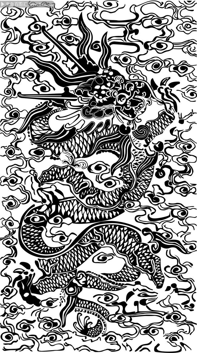 龙纹雕刻矢量素材