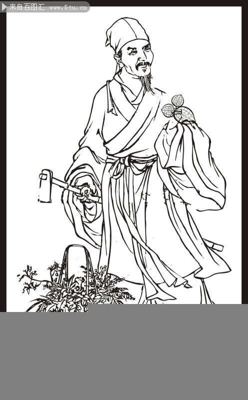 素描李时珍图片-矢量素材-百图汇设计素材