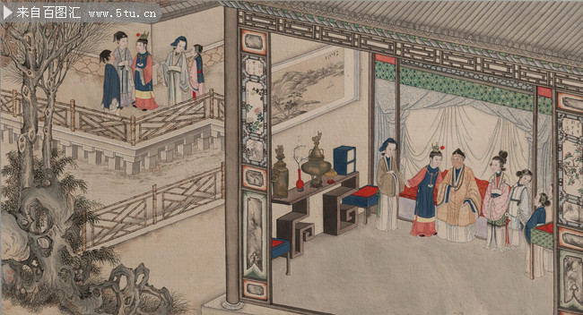 红楼梦题材 古画-高清图片-百图汇设计素材