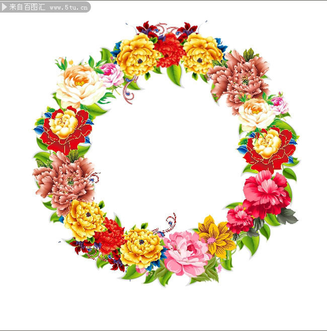 牡丹花环矢量素材