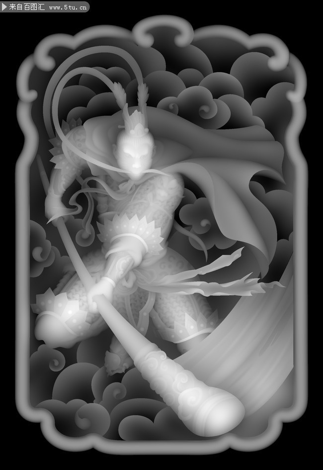 灰度图齐天大圣孙悟空-高清图片-百图汇设计素材