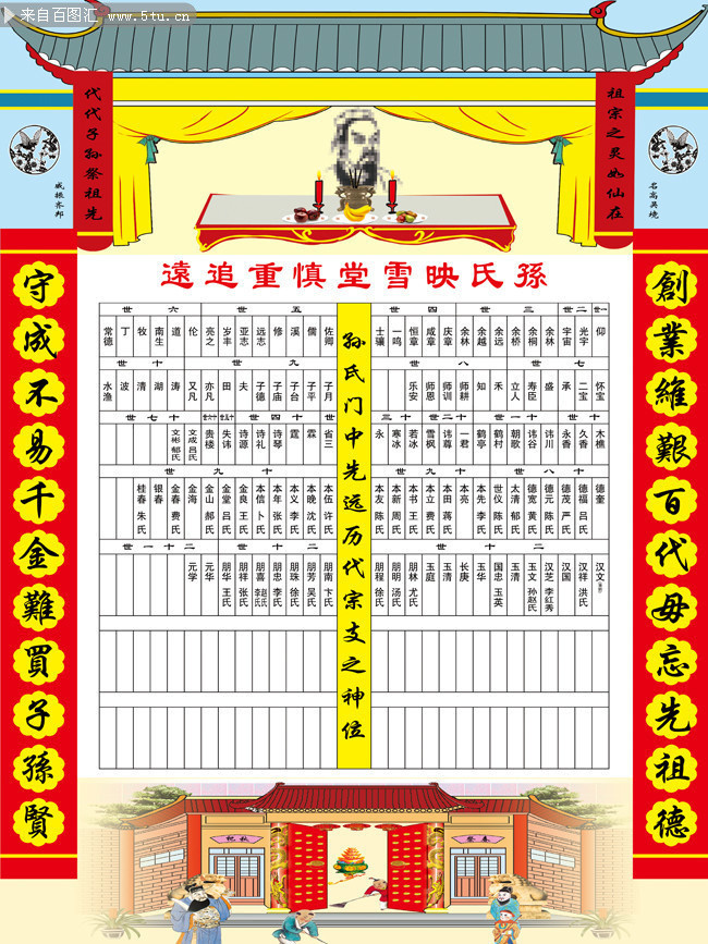 祖先 牌位图 祖先轴