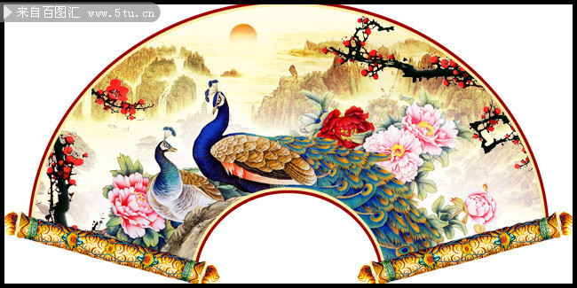 孔雀花卉装饰画图片