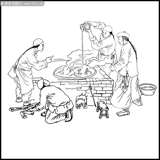 传统线描图片