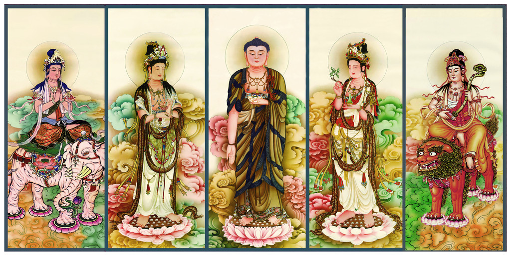 【佛教图片】高清西方三圣和文殊普贤菩萨
