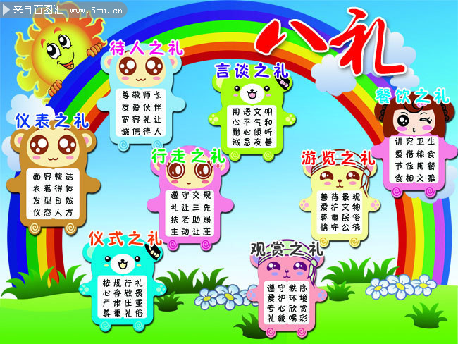 幼儿园礼仪文化展板图片素材