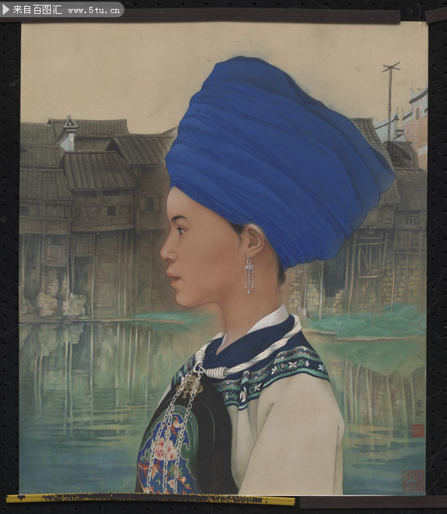 金沙苗女人物油画