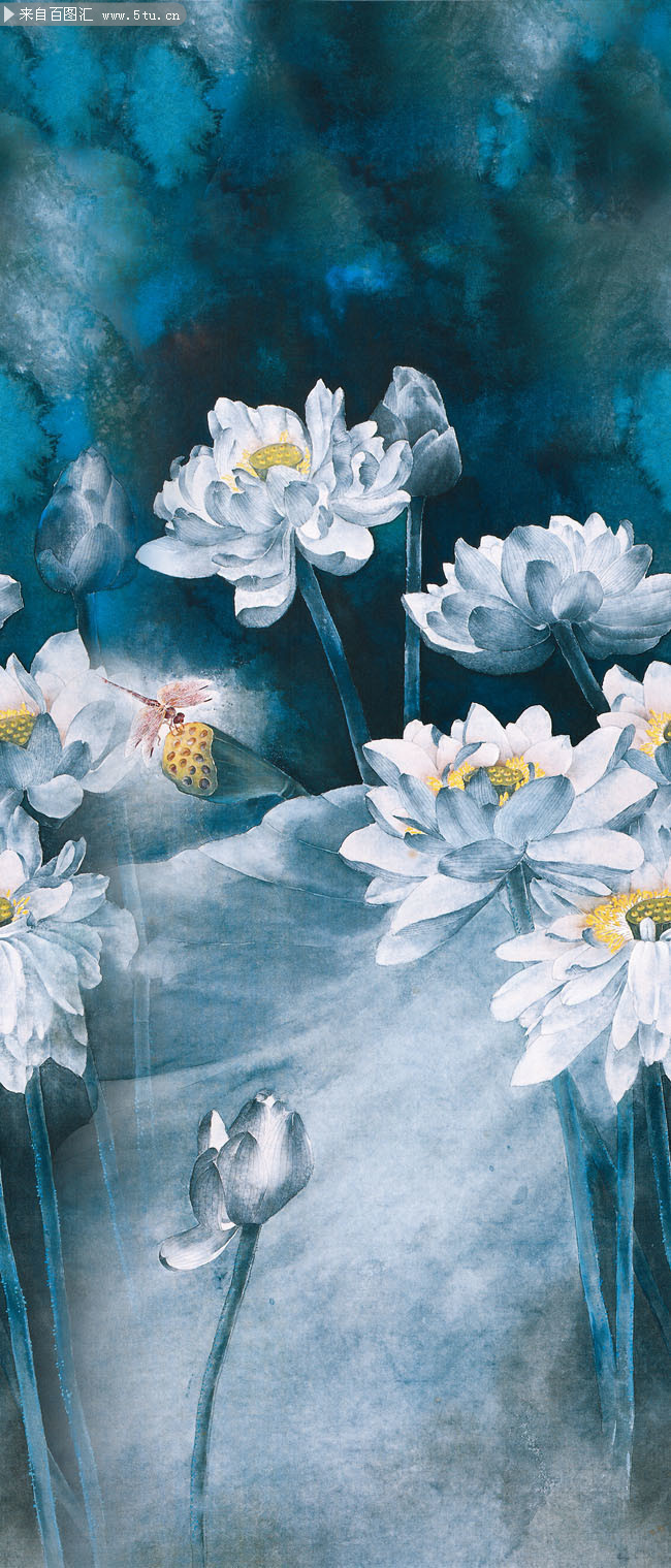 国画荷花装饰画图片素材