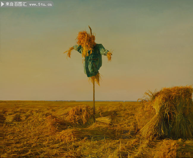 郑艺稻草人油画风景