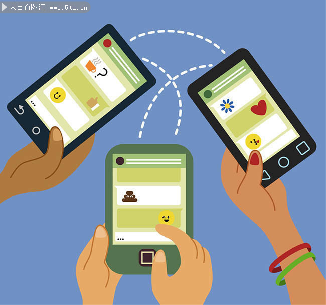 使用手机的卡通插画图片下载