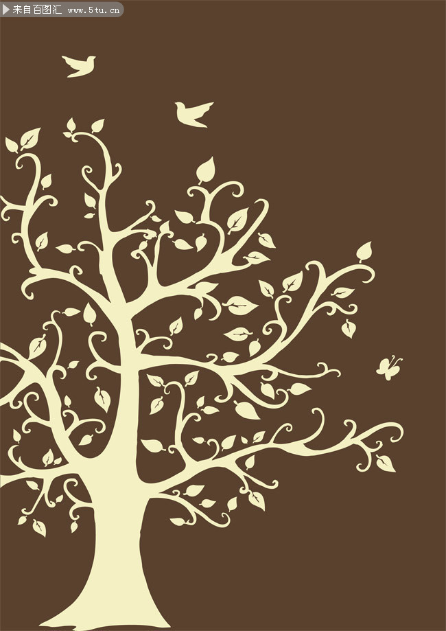 抽象树墙贴花纹图片-矢量素材-百图汇设计素材