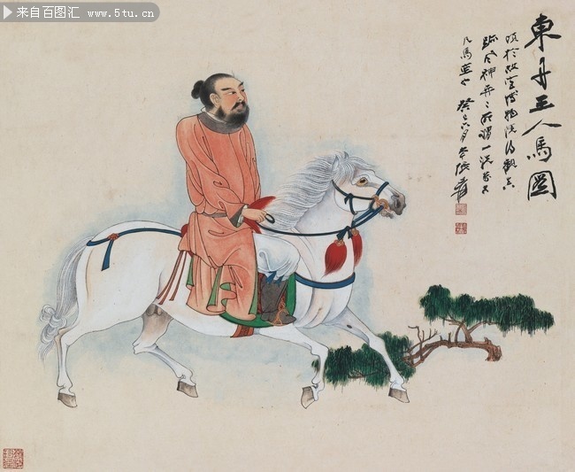 张大千东丹王人马图工笔画