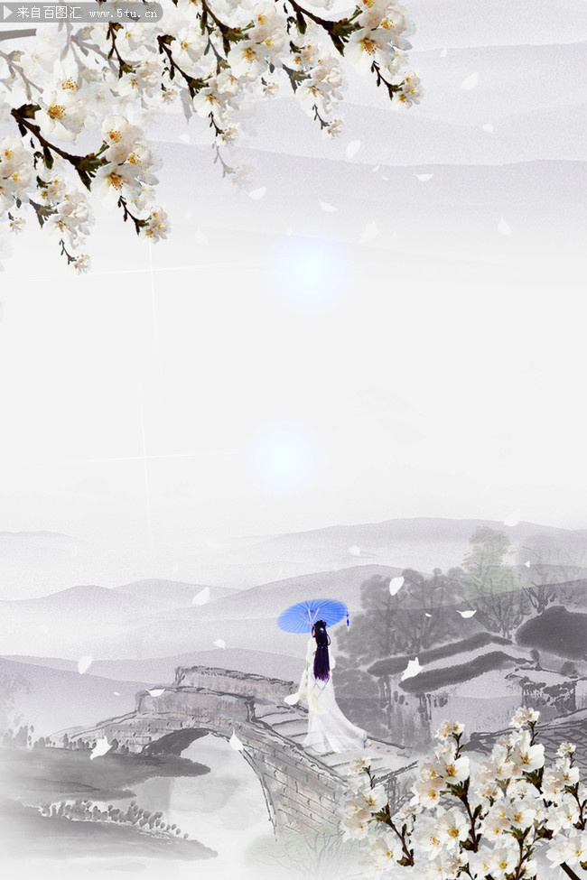 中国风唯美意境海报背景图片素材