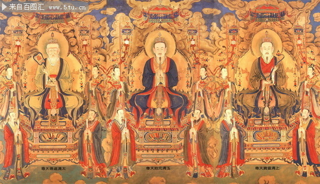 道教三清像挂图-高清图片-百图汇设计素材