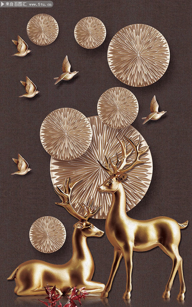 金色富贵麋鹿装饰图片素材