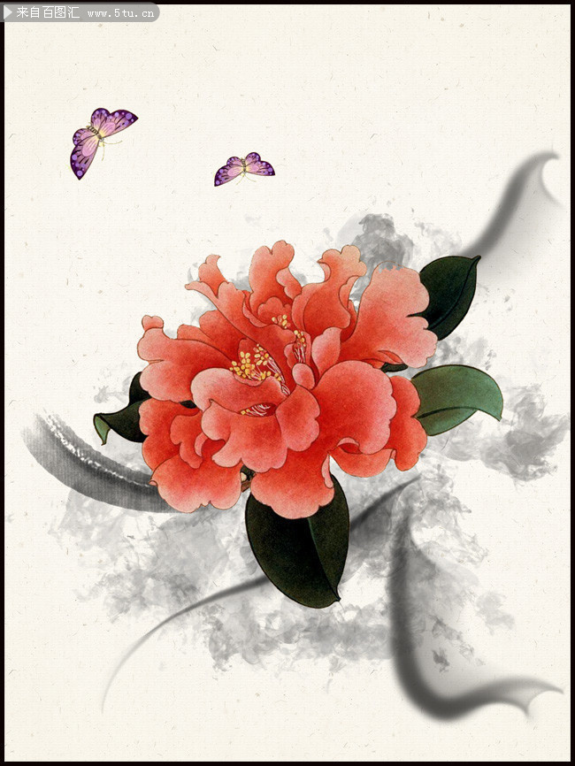 水墨风手绘牡丹插画下载