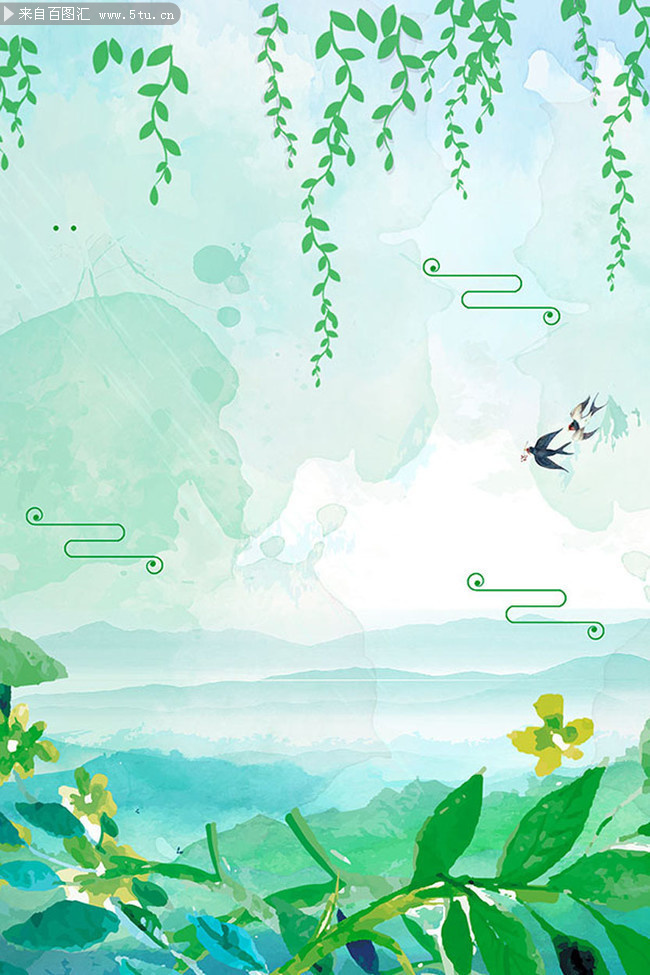 清新春天海报背景-psd素材-百图汇设计素材