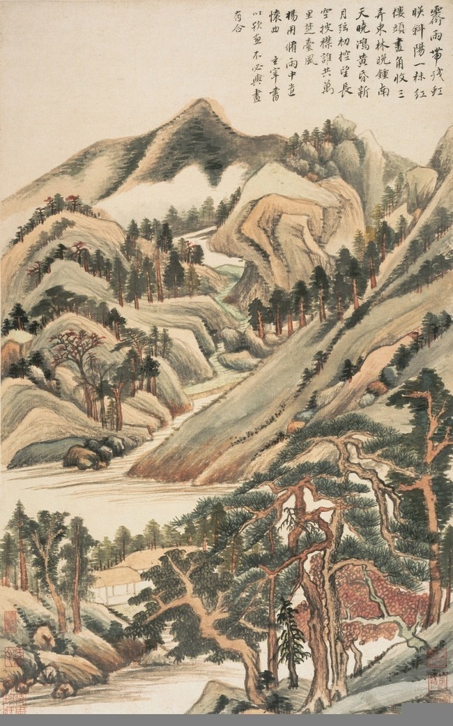 董其昌霁雨残虹山水古画