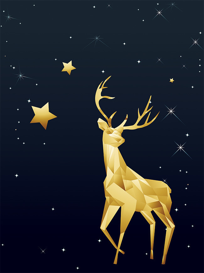 抽象几何金色麋鹿矢量