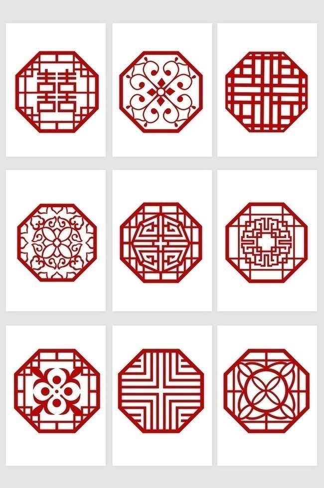 中式古典花纹矢量素材