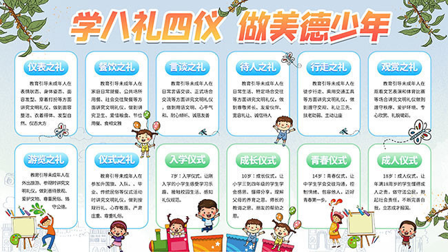 学八礼四仪做美德少年宣传栏