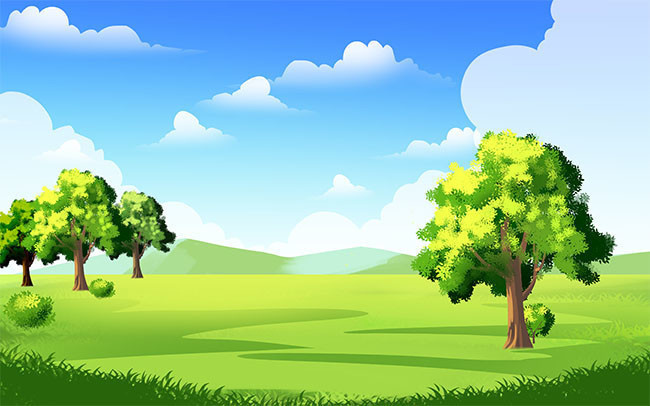 清新绿色卡通草地风景背景