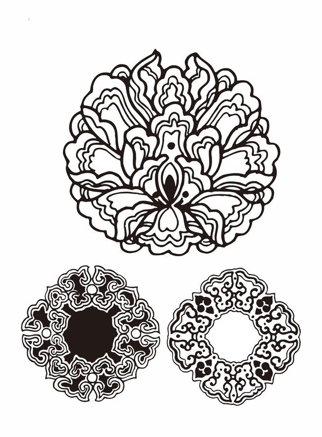 莲花花纹古典花纹-矢量素材-百图汇设计素材