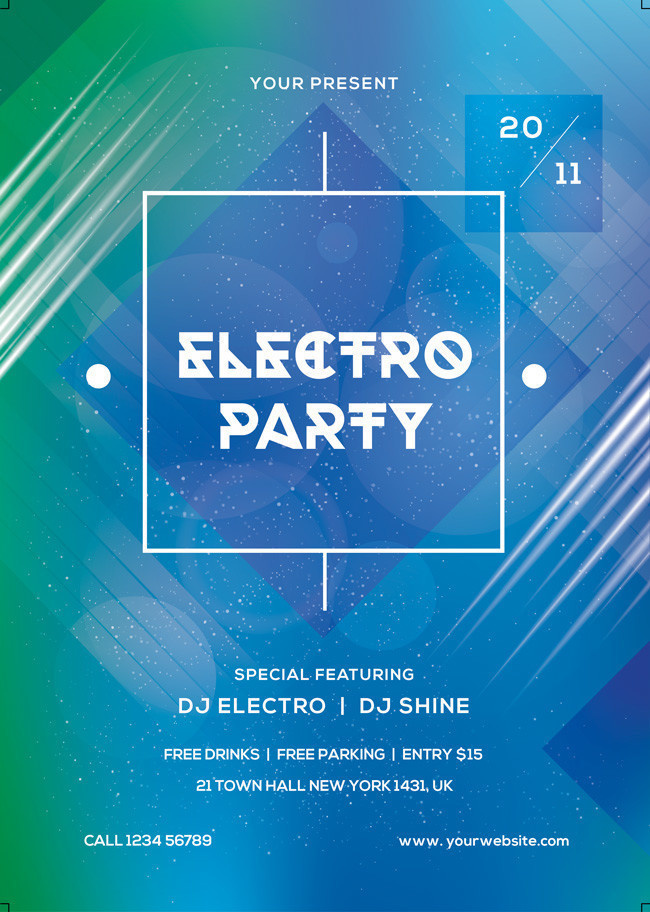 蓝绿风格抽象海报背景