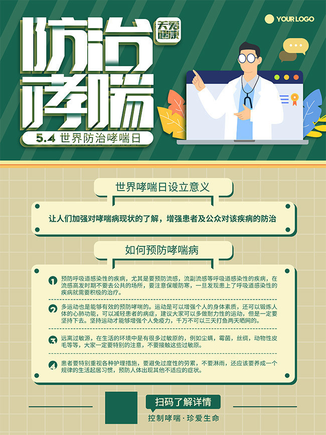 世界哮喘日设立意义海报