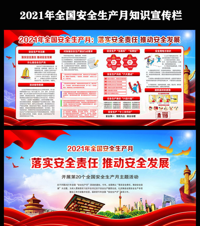 2021安全生产月知识学习展板