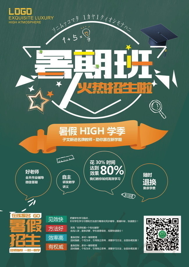 暑期班招生海报图片